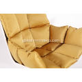 Matt Fiberglass Lounge Chair white husk chair with orange seat cushion Manufactory
